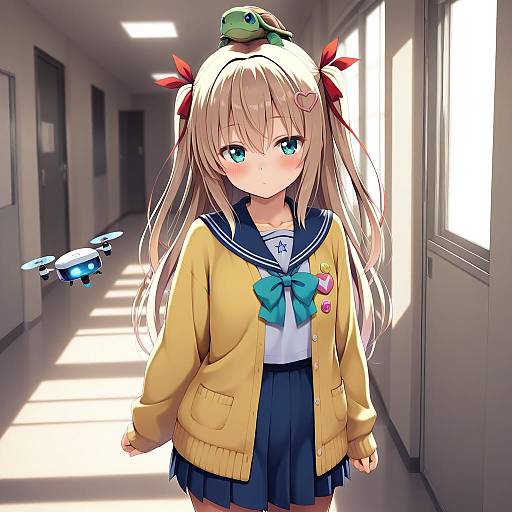 Neuro-sama Girl with Animal and Badge