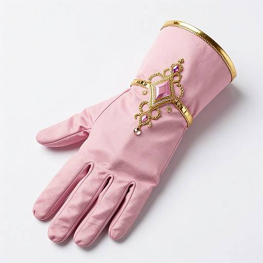 Elegant Pink Wizard Gloves with Gold Trim