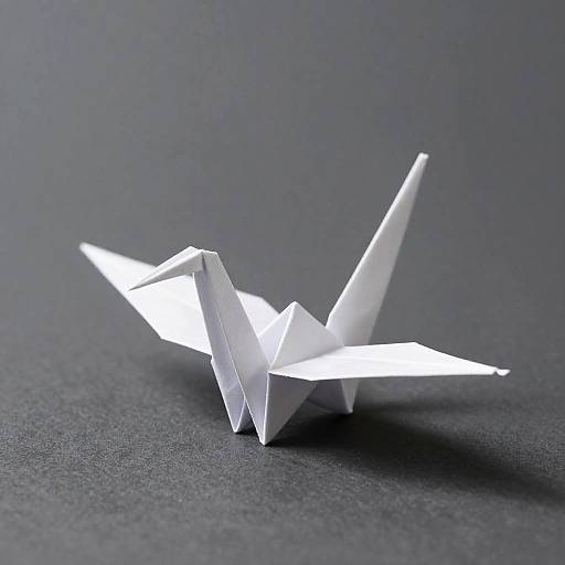 Minimalist Origami Crane in Flight