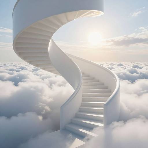 Ethereal Spiral Staircase to Radiant Sky