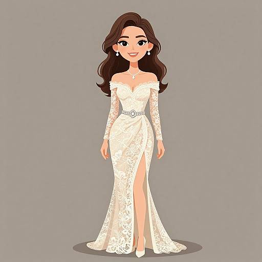 Elegant Woman in Ivory Lace Gown