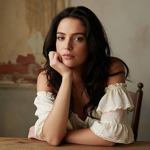 Thoughtful Woman in Rustic Setting