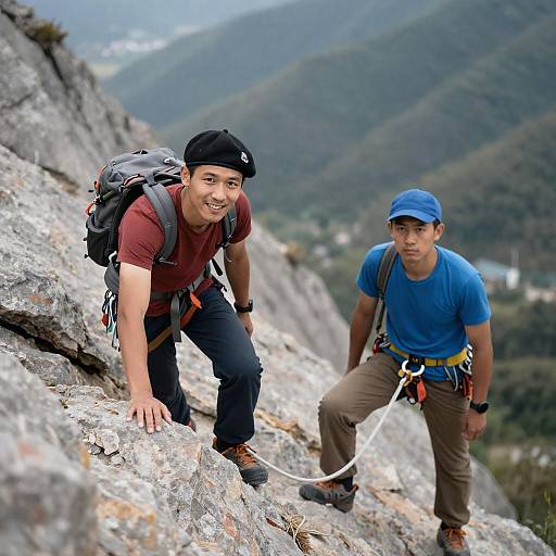 Two Men Hiking a Rocky Mountain