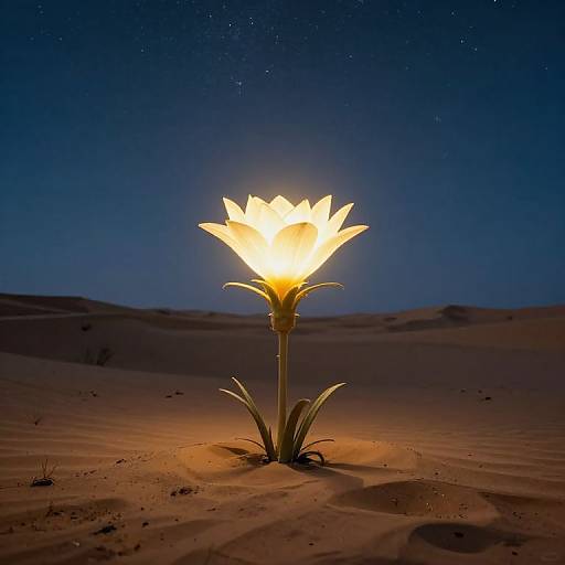 Luminous Flower in Desert Night
