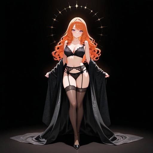 Elegant Lingerie Model with Alluring Curls Elegant Lingerie Model with Alluring Curls