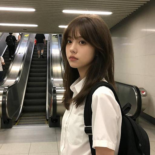 Young Woman in Underground Station