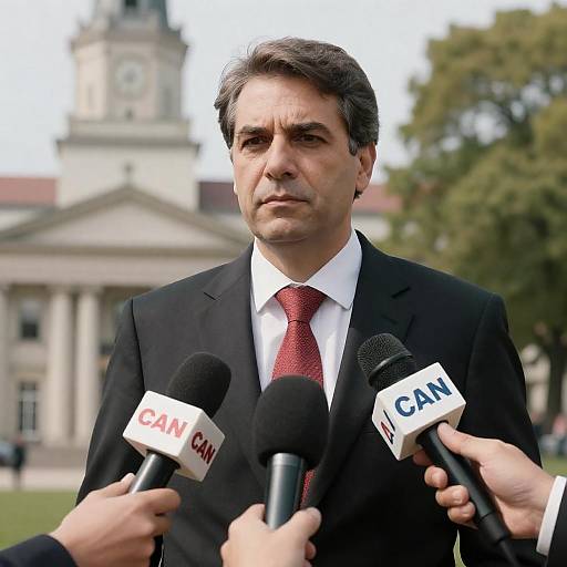 Serious Man with Microphones in Daylight