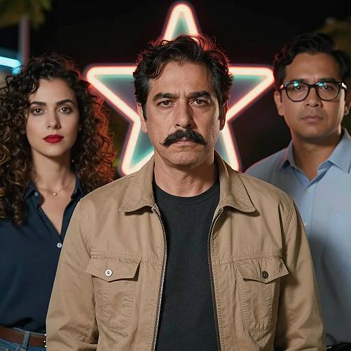 Nighttime Portrait with Neon Background