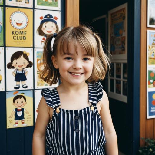 Smiling Toddler Girl in Striped Romper