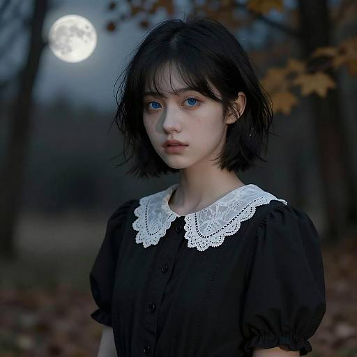 Moody Forest Portrait of a Young Woman