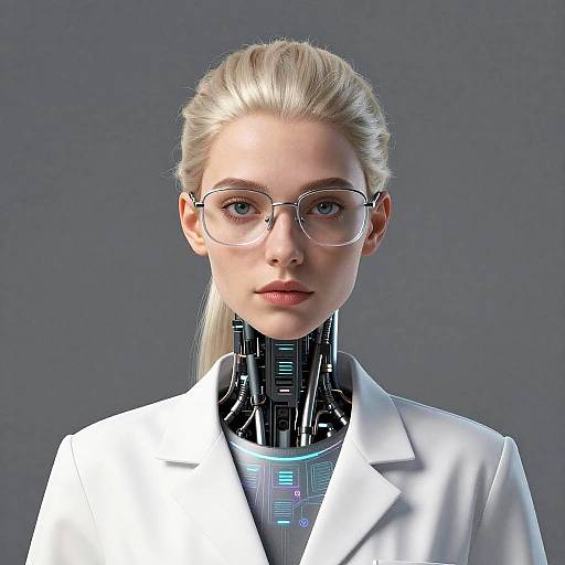 Futuristic Robot Head with Human Core
