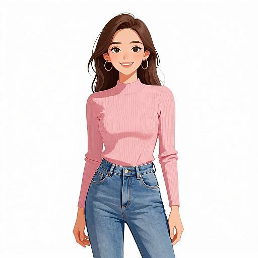 Smiling Woman in Casual Chic Outfit