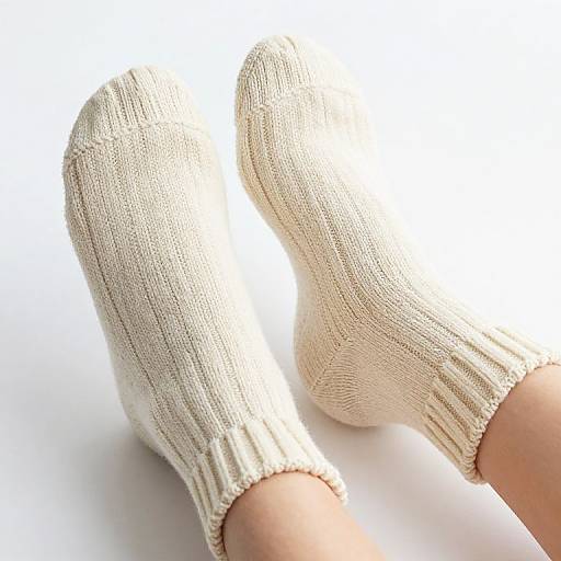 Cozy Knitted Cream Socks Close-Up