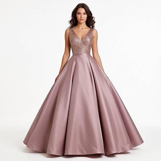 Elegant Woman in Mauve Satin Gown