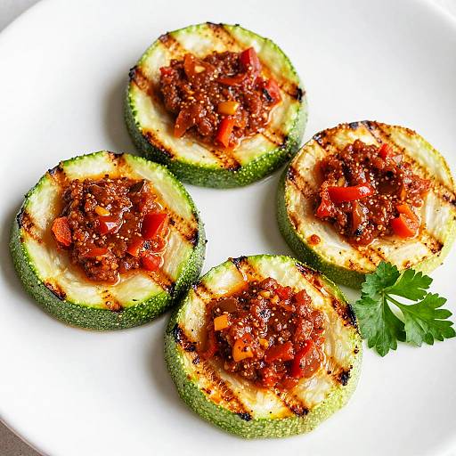 Grilled Zucchini with Spicy Red Sauce