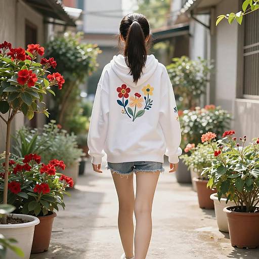 Bright Alley Walk with Floral Style