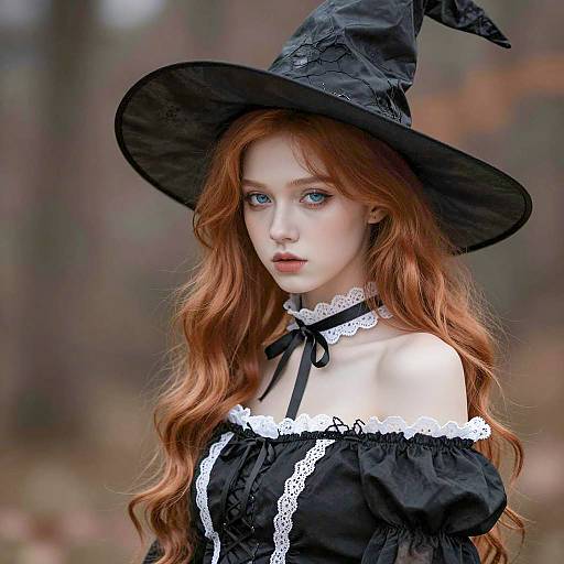 Ethereal Witch Portrait in Grunge Style