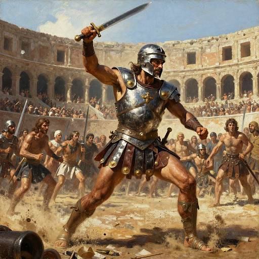 Fierce Gladiator in Roman Colosseum