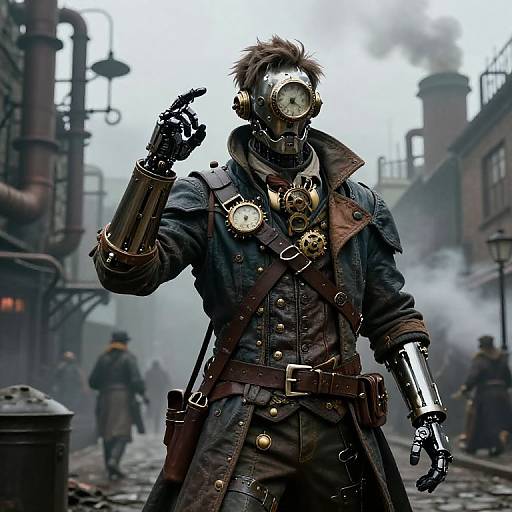 Steampunk Character with Mechanical Arm