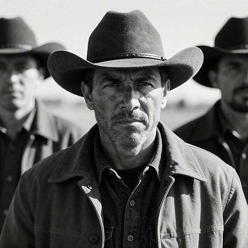 Rugged Cowboy in Black and White