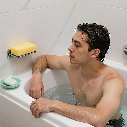 Serene Man in Bathtub Portrait