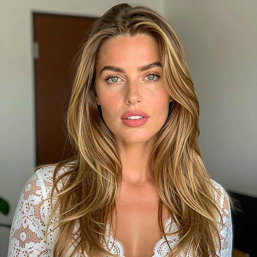 Portrait of Woman with Long Blonde Hair