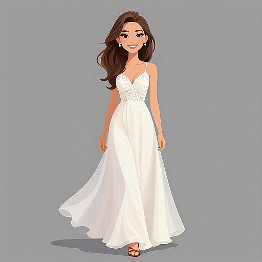 Ethereal Woman in White Maxi Dress