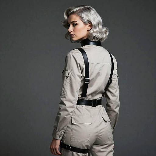 Chiaroscuro Utility Jumpsuit with Vintage Waves