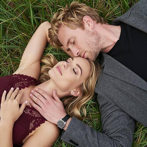 Romantic Couple Embraced in Nature