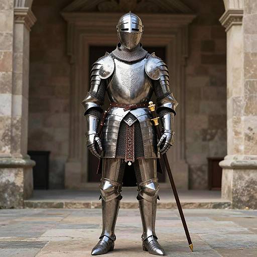Majestic Medieval Warrior in Gleaming Armor