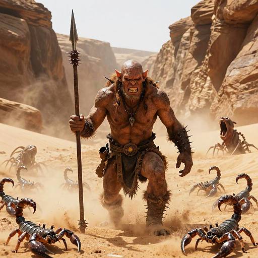 Fierce Troll Chieftain in Desert Canyon