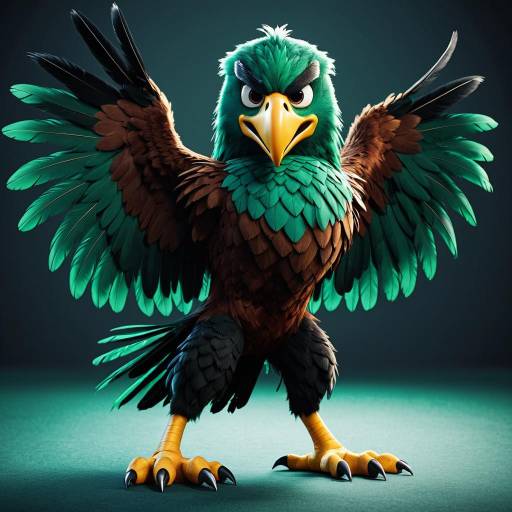 3D Render of Aggressive Eagle Mascot