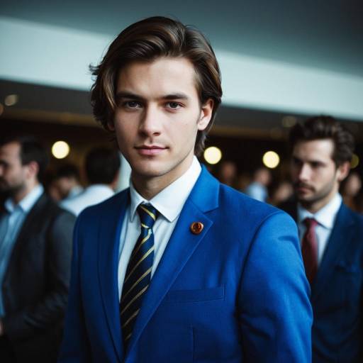 Stylish Male in Blue Suit Costume