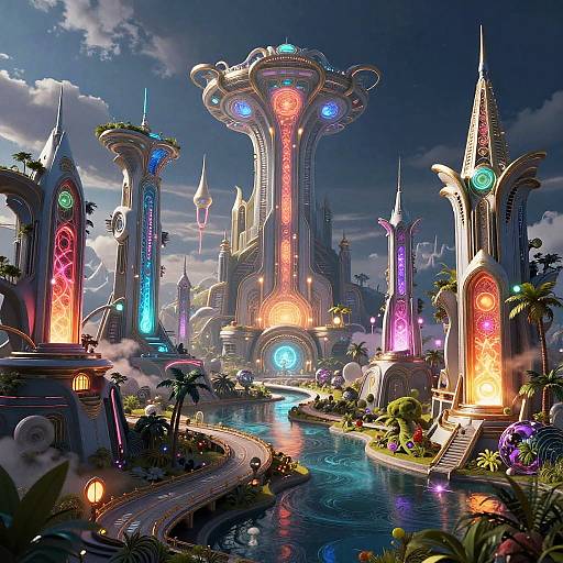 Futuristic AI Digital Fantasy Landscapes
