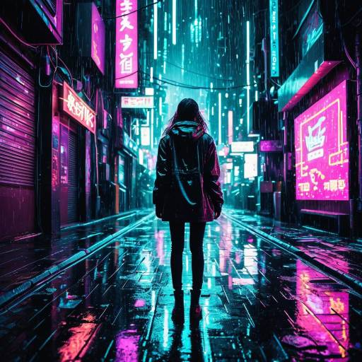 Cyberpunk Neon Alley in Rain
