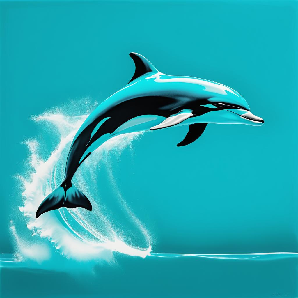 Vibrant Dolphin Leap in Photogram Style