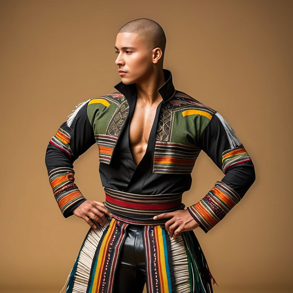 Intense Musician in Andean Dance Costume