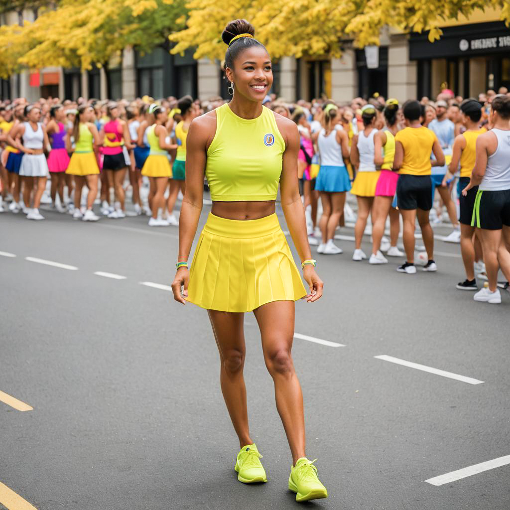 Vibrant Cheerleader Parade in Lemon Yellow