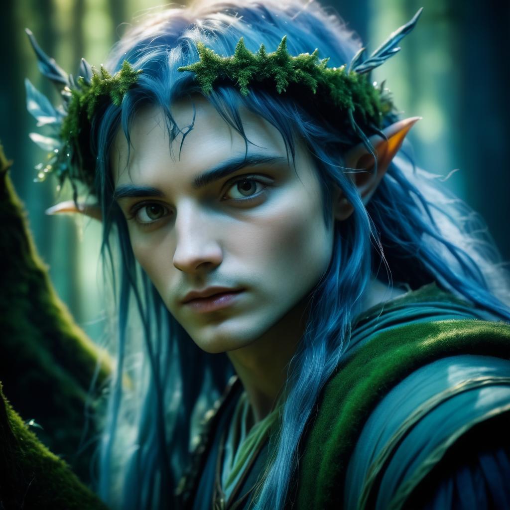 Mystical Elf in Enchanted Forest Portrait