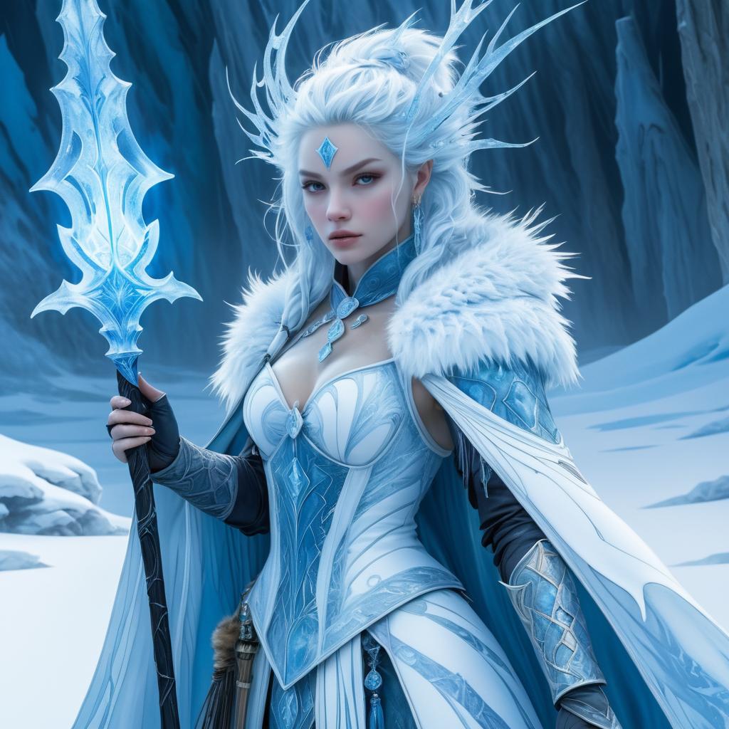 Epic Ice Sorceress with Frozen Staff