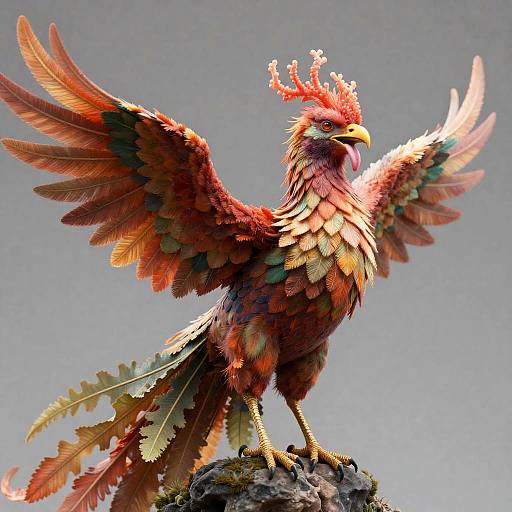 Realistic Phoenix with Coral Crown and Kelp Cloak