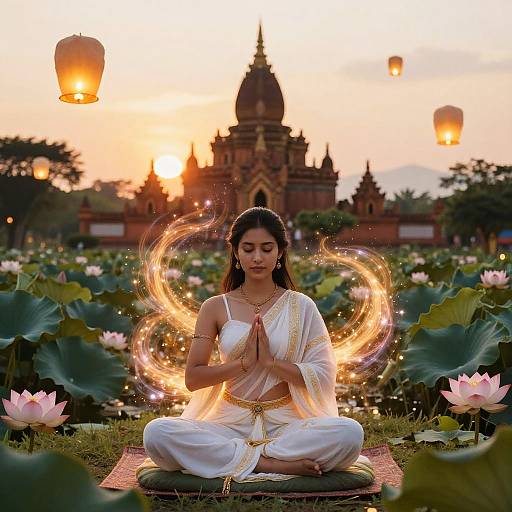 Kor Meditating in Enchanted Lotus Garden