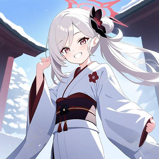 Illustration of Mutsuki (new year) (blue archive), blue archive in the style of Myuu (arisumeria)