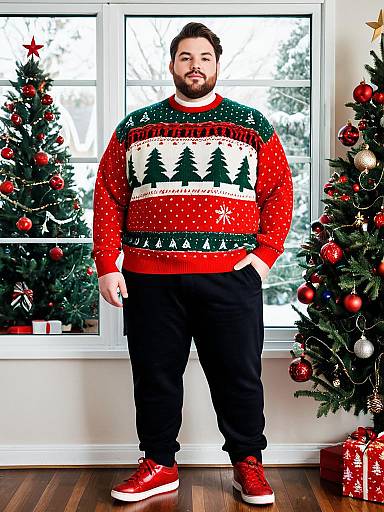 Plus Size Male Christmas Sweater Portrait