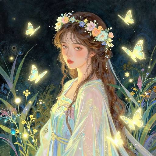 Fantasy Girl with Floral Crown