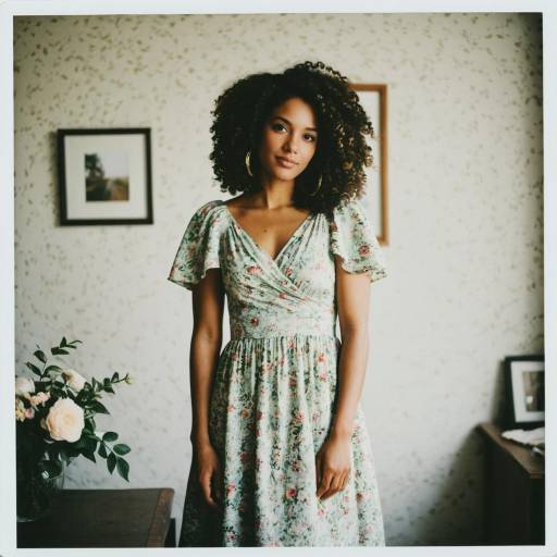 Woman in Knee-Length Floral Dress