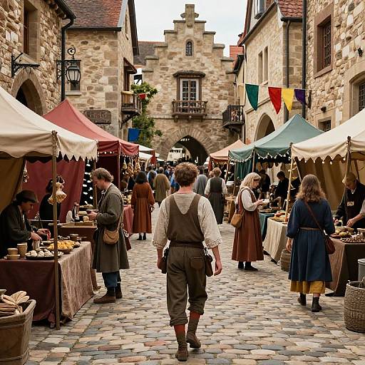 Jordie in Bustling Medieval Marketplace