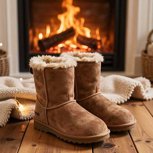 Cozy Winter Boots by Fireplace