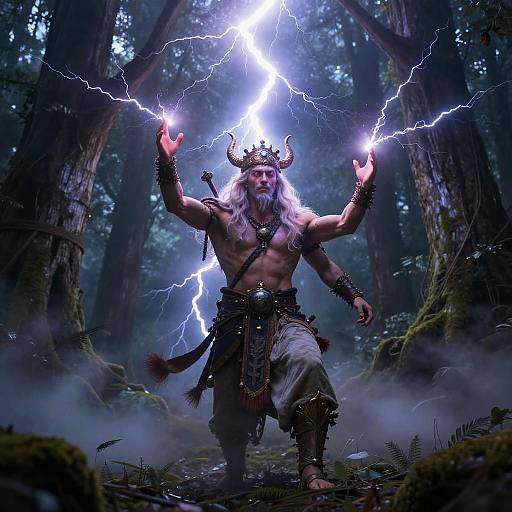 Perun, Thunder God in Sacred Grove