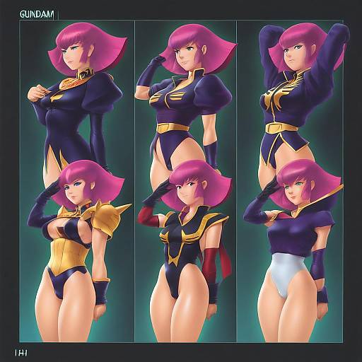 Illustration of Haman karn, gundam in the style of Po-ju